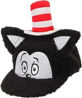 Dr. Seuss Cat in The Hat Costume Fuzzy Snapback Hat Black