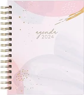 Eccolo World Traveler 2024 Eccolo Spiral Agenda Planner، ضربات فرشاة الباستيل، مشاهدات أسبوعية وشهرية، 12 شهرًا، أوراق الملصقات، رسومات واقتباسات ملهمة (7.75 × 8.75، غلاف فني) (RY24907P)