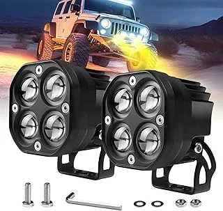 idCarAuto LED Pods Off Road Fog Lights White Amber Spot Beam Ditch Lights 2PCS 40W for Jeep Truck Motorcycle SUV ATV UTV 4x4 Pickup