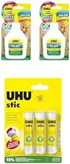 Uhu Glue X 2 Special Duo Pack 100g + The Proven Glue Stick 8.2g Set of 3 White