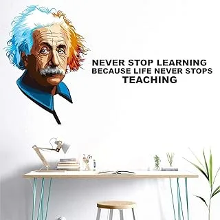 BPA® Albert - Einstein -Never Stop Learning - Because - Life Never Stop - Teaching - Inspirational - Motivational - Quotes - Wall Sticker' -SM663 (PVC Vinyl - 100cm X 56 cm)