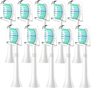 WEQNNM Replacement Toothbrush Heads Compatible with Philips Sonicare:10 Pack Professional Electric Brush Heads for Sonicare 4100 6100 &More Snap-on Handles