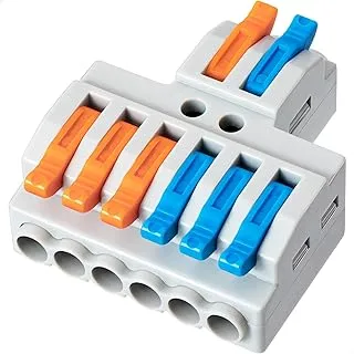 GKEEMARS 10 Pcs Lever Wire Connectors, Quick Wiring Cable Connector Push-in Conductor Terminal Block (2 in 6 Out)