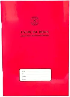 Sadaf Two Side Plain Exercise Book, 120 Pages, A5 Size, Red