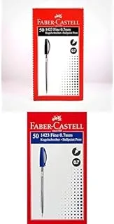 FABER-CASTELL BALL PEN 0.7MM 50PC BLACK + BALL PEN 0.7MM 50PC BLUE