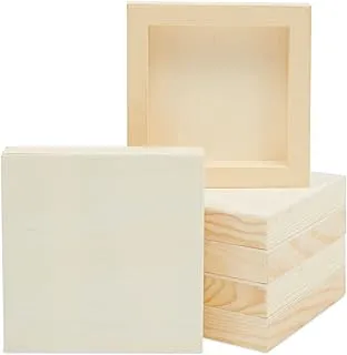 6 Pack Unfinished Wood Canvas Boards for Painting, Blank Deep Cradle 5x5 Panels for Art Projects (0.85 in Thick)