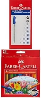 Faber castell ballpen blue box of 10 + COLOUR PENCILS 24 COLOUR