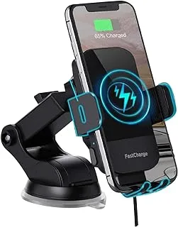 Sulfar Wireless Car Charger, 15W Fast Charging Auto Clamping Car Charger Phone Mount Phone Holder fit for iPhone 14 13 12 11 Pro Max Xs, Samsung Galaxy S23 Ultra S22 S21 S20, S10+ S9+ Note 9, etc