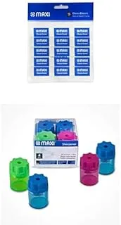 MAXI ERASER MEDIUM POLY BAG OF 15PC + Sharpener Single Hole 4Pc Box