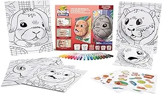 Crayola - Pops Super Set - Pets | Creative Building Kit for Kids - Includes 3 Extra-Large Pops Cards (30x37cm) and 3 Large Pops Cards (25x21.6cm) - 7 Skinny Markers | Ages 6+