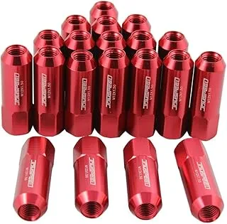 JDMSPEED Red 60MM Aluminum Extended Tuner Lug Nuts Replacement for Wheel Rims M12X1.5 20PCS