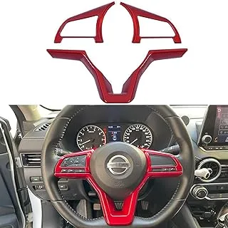 KEALAS Dark Red Steering Wheel Interior Decoration Cover Trim Accessories for Nissan Altima(2019-2023),for Sentra/Versa(2020-2023),for Leaf/Kicks(2018-2023),for Rogue(2017-2020),for Rogue Sport