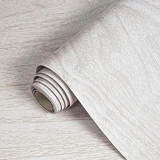 Lativo White Wood Contact Paper Wood Peel and Stick Wallpaper Wood Grain Contact Paper for Cabinets Wood Self-Adhesive Wallpaper Texture Wallpaper Contact Paper Decorative Vinyl Waterproof 17.7“×393”