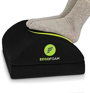 ErgoFoam Foot Rest for Under Desk at Work Adjustable - Chiropractor-Endorsed, High-Density Foam, Velvet (Black)