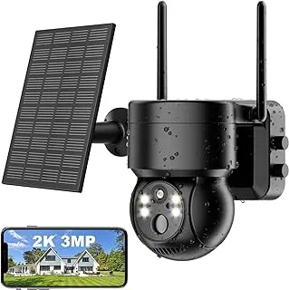 WOOX Smart Outdoor PTZ Camera with Solar Panel Kit, Plug & Play, Easy Pan, Tilt & Zoom, Two-Way Audio, Motion & Sound Detection, Clear Night Vision