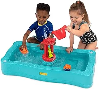 Simplay3 Carry & Go Ocean Drive 2-Sided Water Play Table for Kids with 4 Accessories - Indoor/Outdoor Toy Includes Waterwheel, Boat, Bucket, and Truck, Made in USA