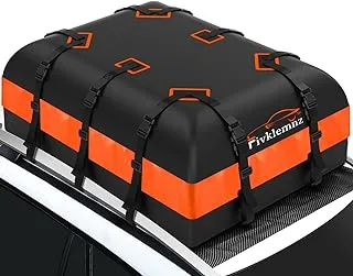 FIVKLEMNZ 21 Cubic Car Roof Bag Cargo Carrier, Waterproof Rooftop Cargo Carrier with Anti-Slip Mat + 10 Reinforced Straps + 6 Door Hooks+1 Lock, Suitable for All Vehicle with/Without Rack