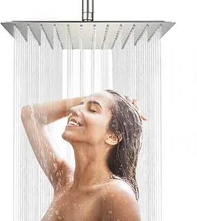 AWARA 12 Inch Rain Shower Head, High Pressure Rainfall Square Shower Head, Ultra Thin 304 Stainless Steel Large Shower Head Brushed Nickel, Full Body Coverage Modern Waterfall Shower Head for Bathroom