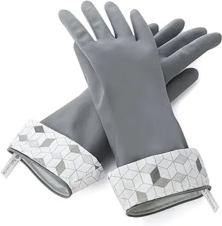 Full Circle Splash Patrol Natural Latex Cleaning and Dish Gloves, Medium/Large, Grey