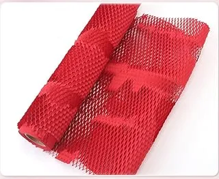 REDDOTGIFT Honeycomb Wrap Paper,50CM*10Yards Roll Red Color Upgrade Perforated Kraft Packaging Paper Roll Eco-Friendly Easy to Dispense, for Delivering & Moving Wrapping and Storing Items.