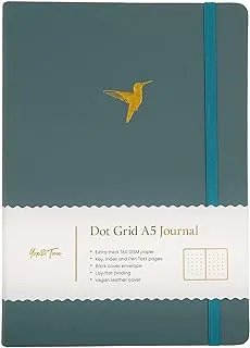 Yop & Tom A5 Dot Grid Journal - الطائر الطنان - مع ورق سميك للغاية (160 جرامًا لكل متر مربع) (أعماق المحيط)