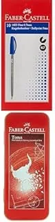 Faber castell ballpen blue box of 10 + Mathematical Drawing Instrument Box