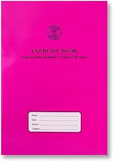 Sadaf Single Line 70 Sheets Exercise Book with Left Margin, A4 Size, Magenta