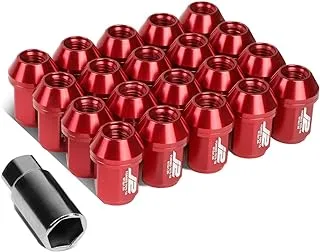 J2 Engineering LN-T7-024-15-RD Red 7075 Aluminum M12X1.5 20Pcs L: 35mm Close-End Lug Nut w/Adapter