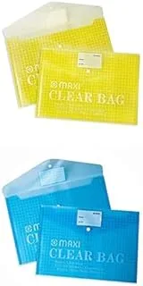 Maxi Fool Scap Clear Bag With Name Card Yellow + FOOL SCAP CLEAR BAG WITH NAME CARD BLUE