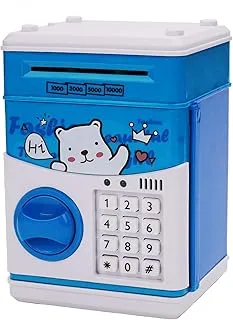 Mini Atm Savings Piggy Banks Toys for Real Money Save for Kids Girls Boys Adults, Electronic Atm Machine Coin Bank Money Saver Digital Password, Auto Scroll cash safe Box Gifts for Children(Blue/Bear)