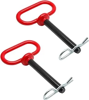 Bonsicoky 2Pcs Tractor Towing Hitch Pin and Clip, 1/2 x 4 Inch Trailer Gate Pin for Towing Tractor, RV, Truck, Boat, Car - Red Handle