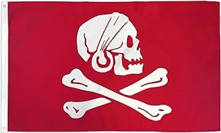 BPA® Pirate Flag Henry Avery Red 90 x 60 cm – Corsaire Skull Flag 60 x 90 cm