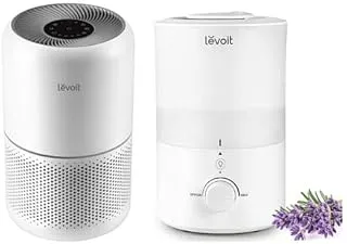 Levoit Core 300 Air Purifiers for Home Dust Smoke Pet Hair, White + LEVOIT 3L Humidifiers for Bedroom with Night Light, Cool Mist Humidifier, White