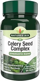 Natures Aid Celery Seed Complex | With Montmorency Cherry, Burdock & Nettle | Indian Ayurveda Food Supplement | Vegan | 60 Tablets