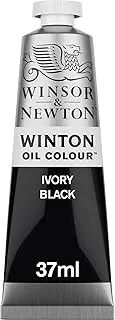 Winsor & Newton Winton Oil Colour Ivory Black 37ml tube with even consistency, non-fading, high coverage, rich in colour pigments