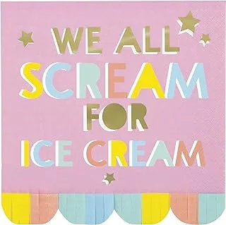 Unique 16762 Fringe Paper Napkins-16.5 cm-Pastel Ice Cream Summer Party-16 Count (Pack of 1), Multicolour