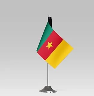 BPA® CAMEROON FLAG علم طاولة صغير الحجم مع حامل ديكور مكتبي أنيق (21x10 سم)