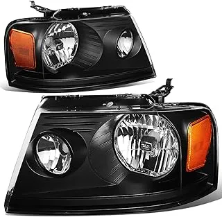 DNA MOTORING ‎ HL-OH-F15004-BK-AM Pair of Reflector Beam OE Style Headlights Compatible with F-150 2004-2008 / Mark LT 2006-2008,Black Amber Reflector