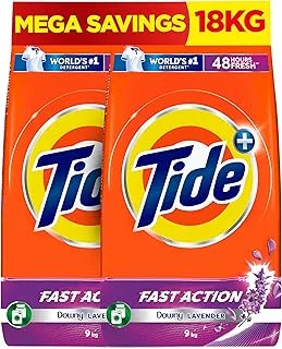 Tide Fast action Laundry Detergent Powder with Lavender, 9 KG x 2, Dual Pack, 18kg