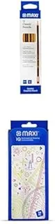 Maxi Pencil With Rubber Tip Box of 12 Black + Metal Geometry Box 10Pc Blue