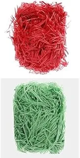 REDDOTGIFT 100 gram Raffia Paper Shreds (Red) + 100 gram Raffia Paper Shreds (Green)