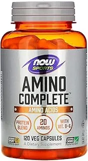 Now Sports Amino Complate 120 Capsules (Protein Blend + 20 Amino Essentials + Vitamin B-6)