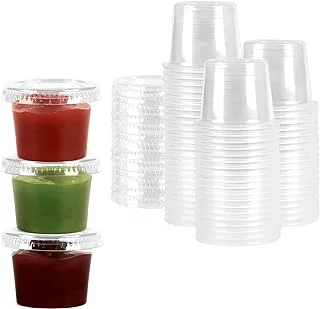 100 Pack Of 1oz Jello Shot Cups – Clear Plastic Small Containers With Tight Lids Condiment Cups Sauce Cups Souffle Cups Disposable Ketchup Cups Tiny Comfy Cups