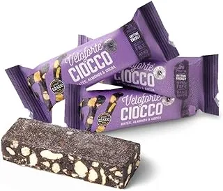 Veloforte Ciocco Energy Bar - Dates, Almonds and Cocoa - 9 count x 62g - 5gr plant protein, 40gr Carbs, Rich in Dual source Carbohydrates, 100% Natural, Vegetarian, Gluten Free