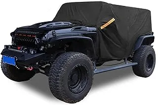 غطاء سيارة الدفع الرباعي X AUTOHAUX غطاء كابينة لسيارة Jeep Wrangler JK JL Hardtop 4 أبواب 2007-2021 حماية من الغبار والشمس في الهواء الطلق 210D أكسفورد مع سحاب باب السائق أسود