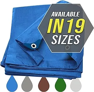 Tarp Cover Blue Waterproof Great for Tarpaulin Canopy Tent, Boat, RV Or Pool Cover!!! (Standard Poly Tarp)