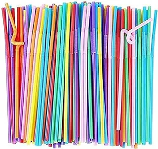 ECVV 100Pcs Multicolor Plastic Straw Flexible Bendable Straw Drinking Straws Valentine'S Day Wedding Birthday Party Decoration Gift,