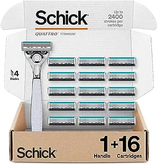 Schick Quattro Titanium for Men With 1 Razor and 16 Razor Blades Refills