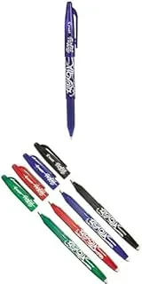 Pilot Frixion Erasable Gel Pens Blue Ink 0.7mm Pack Of 6 + Frixion Erasable Rollerball Pen Assorted Colours