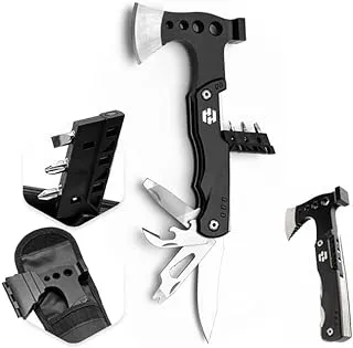 Camping Multitool - Camping Axe - 10 In 1 Stainless Steel Pocket Hatchet Multi tool With Durable Sheath For Outdoor, Survival Gear - Safety Locking Camping Accessories With Wrench by Hayvenhurst